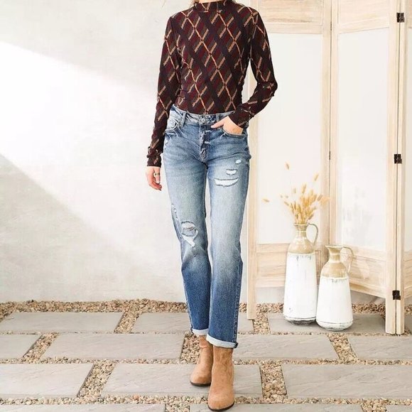 KanCan Denim - KanCan Signature Mid Rise Relaxed Stretch Jean Distressed Size 31 H13622